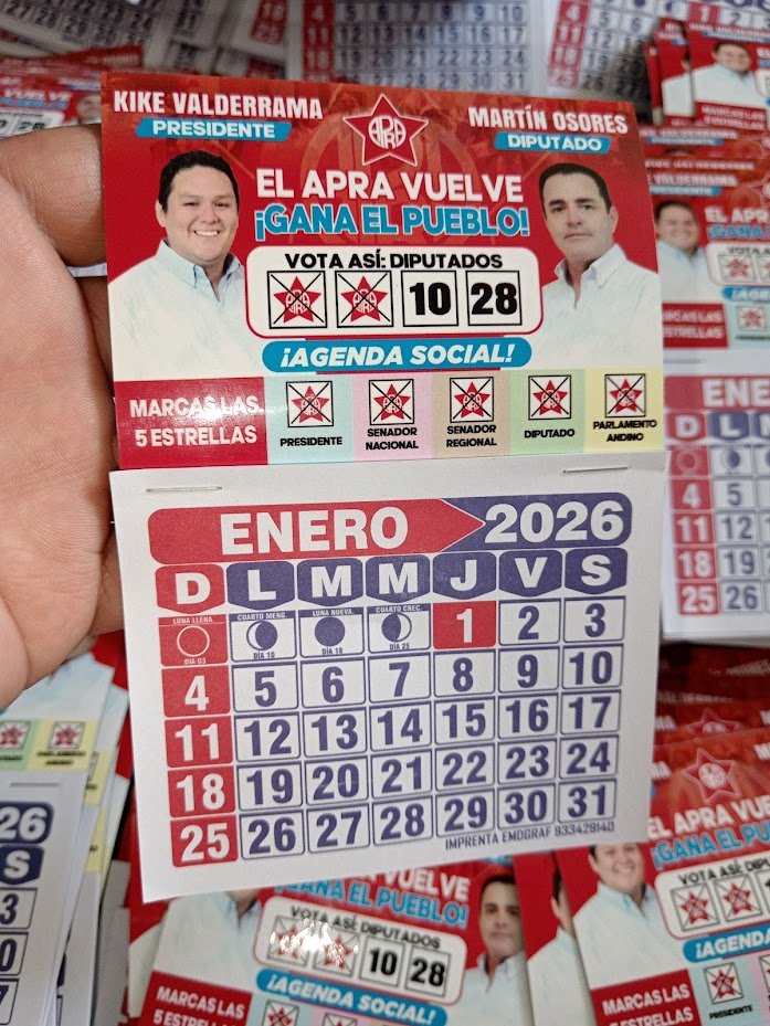 Calendarios imantados publicitarios para candidatos y campañas políticas.