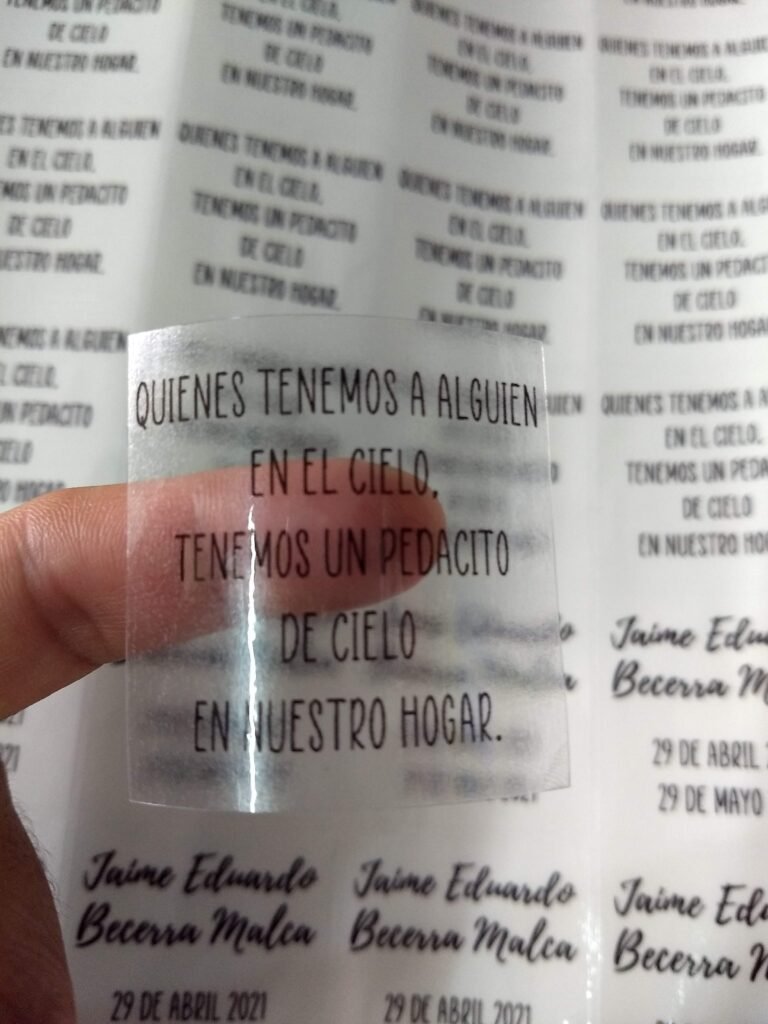 Stickers transparentes para alimentos y empaques personalizados